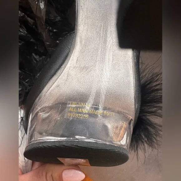 New Fabulicious Sultry Platform Marabou Heel Sultry-601F black & clear sz 9 - Picture 11 of 11